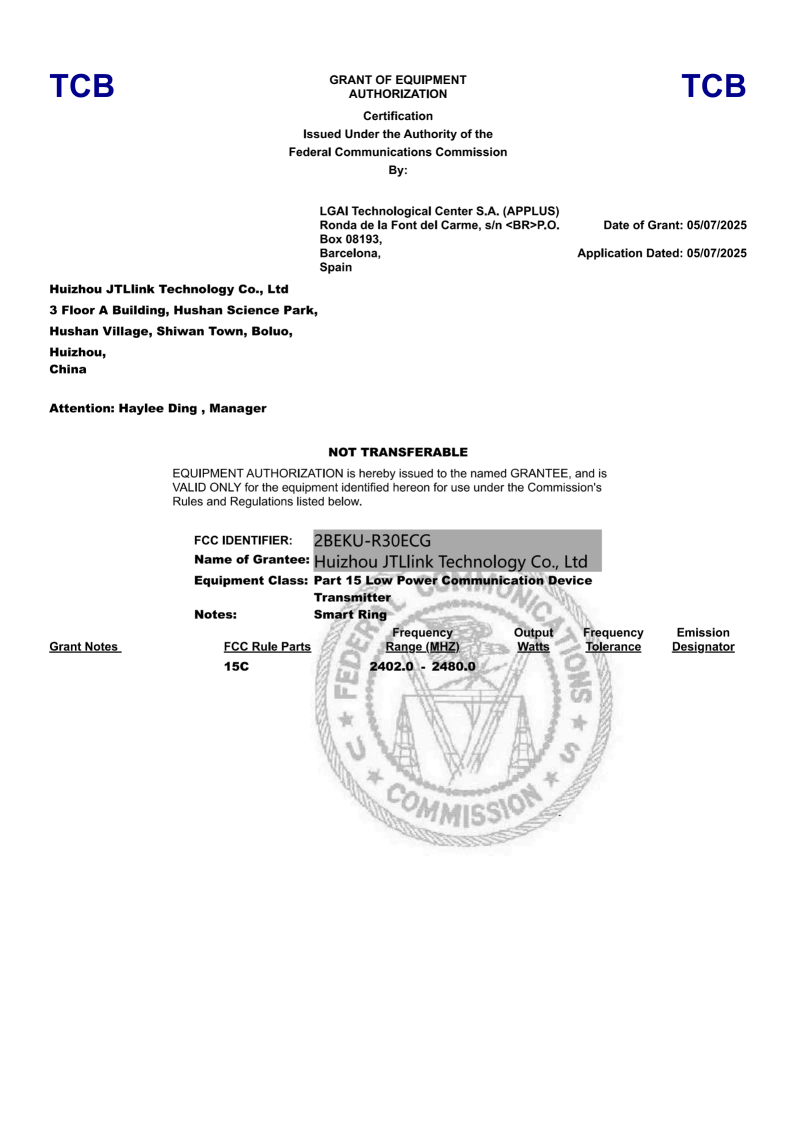 2BEKU-R30ECG - 441738 TCB Form 731 Grant of Equipment Authorization(1)_01(1)